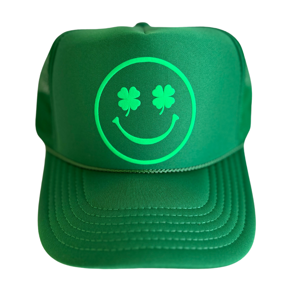 St Patty Smiley Clover Trucker Hat