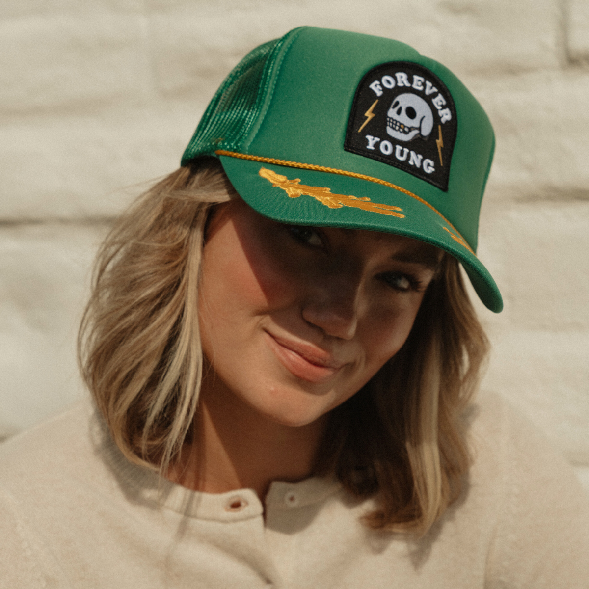 Forever Young Captain Patch Trucker Hat